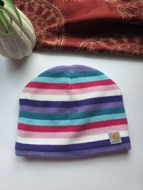 Carhartt Striped Hat Child Size Purple Teal